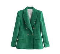 Giacca tailleur donna blazer ufficio verde slim mademoiselle coco tweed D208