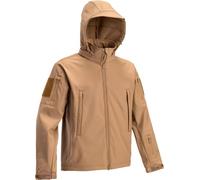 Giacca Tattica Softshell Defcon con Cappuccio Staccabile (Coyote Brown, S)