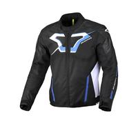 Macna Tazar 2.0 impermeabile Giacca tessile moto, nero/bianco/blu, Taglia L