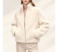 Giacca Teddy Donna, Giacca Invernale Morbida e Calda in Pile | Giacca Donna Imbottita con Zip Intera, Collo Alto e Tasche Laterali, Giubbino Corto Stile Sherpa