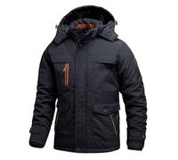 Giacca termica invernale da uomo per uomo Giacca da montagna Giacche parka cappuccio staccabile Casual con zip Resistente per esterni Multi-tasche Cappotti invernali (Size:6XL,Color:Blu scuro)