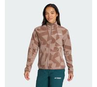 adidas Donna Terrex Multi Printed Full Zip Fleece Jacket, Earth Strata/Trace Brown, XS