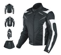 Giacca Tessuto Moto Protezioni CE Manica Staccabile Gilet Termico Removibile