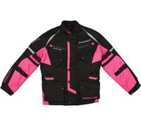 Modeka Tourex II Giacca tessile per moto ciclismo per bambini, nero-rosa, taglia XS 140