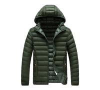 Giacca tipo parka da uomo, leggera, trapuntata, con cappuccio, invernale, calda, con cappello staccabile, piumino di dimensioni maggiori, resistente all'acqua, in piuma, Verde, 8XL