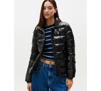 Tommy Jeans Donna Piumino Slim Zip Print Down Impermeabile, Nero (Black), M