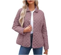 Giacca trapuntata da donna, autunno e mezza stagione, taglie forti, giacca autunnale, leggera, con tasche, calda, invernale, corta, trapuntata, sottile, in cotone, P-ink, L