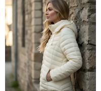 Giacca trapuntata da donna con cappuccio, leggera e calda, con zip, taglio comodo, tasche pratiche, perfetta per i giorni freddi, adatta per l'uso quotidiano e universale Stylowa, pikowana kurtka o no
