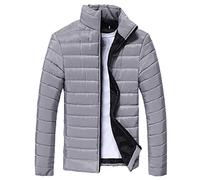 Giacca trapuntata da uomo, leggera, colletto alto, con buffer, da uomo, calda, per le mezze stagioni, basic parka da uomo, giacca sportiva, giacca da sci, tinta unita, per ragazzi 158, grigio., XXXXL