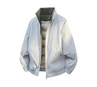 Giacca trapuntata da uomo, per le mezze stagioni, foderata, con tasche, per il tempo libero, l'escursionismo, i viaggi, giacca antivento, giacca da motociclista, giacca da pilota, grigio chiaro, XXL