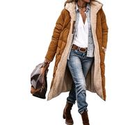 Giacca trapuntata invernale da donna, calda e foderata, con cerniera | Fodera spessa e pelosa per il calore, design frontale aperto su tutta la lunghezza, colletto con cappuccio