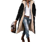 Giacca trapuntata invernale da donna, calda e foderata, con cerniera | Fodera spessa e pelosa per il calore, design frontale aperto su tutta la lunghezza, colletto con cappuccio