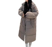Giacca trapuntata leggera da donna, parka da donna, cappotto imbottito in cotone spesso con colletto a collo alto, con lettera P più pane lungo, vestibilità larga, per lavoro, passeggiate all'aperto