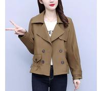 Giacca Trench Spolverino Donna Beige Marrone Corto Slim Elegante 38514