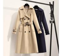 Giacca Trench Spolverino Donna Blu Navy Beige Lungo Cintura Elegante 53523