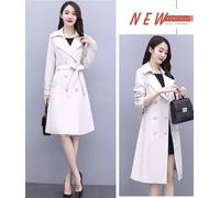 Giacca trench spolverino donna cintura bianco scuro slim fit elegante P076