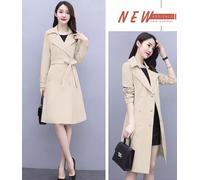 Giacca trench spolverino donna con cintura beige slim fit elegante P076