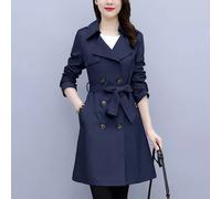 Giacca trench spolverino donna con cintura blu slim fit elegante D128