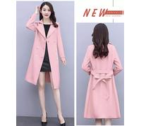 Giacca trench spolverino donna con cintura rosa slim fit elegante P076