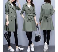 Giacca trench spolverino donna con cintura verde slim fit elegante D128