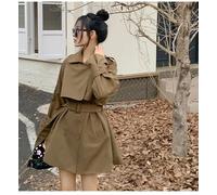 Giacca Trench Spolverino Donna Marrone Con Cintura Slim Fit Elegante 39702