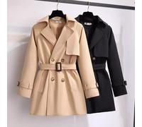 Giacca Trench Spolverino Donna Nero Beige Lungo Cintura Elegante 53504