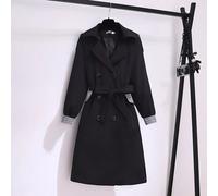 Giacca Trench Spolverino Donna Nero Bianco Lungo Cintura Elegante 53510