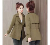 Giacca Trench Spolverino Donna Slim Lungo Leggero Elegante Verde Cintura 78386