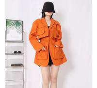 Giacca trench spolverino giubbino donna corto arancione elegante 28166