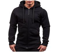 Giacca Uomo con Cappuccio Calda con Zip Giacca con Cappuccio Uomo Cardigan con Cappuccio Abbigliamento Sportivo Felpa Casual Felpa con Cappuccio a Maniche Lunghe con Zip Felpa con Tasca, Nero , XXL