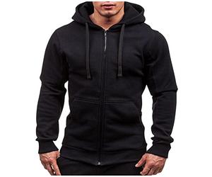 Giacca Uomo con Cappuccio Calda con Zip Giacca con Cappuccio Uomo Cardigan con Cappuccio Abbigliamento Sportivo Felpa Casual Felpa con Cappuccio a Maniche Lunghe con Zip Felpa con Tasca, Nero , XXL