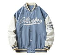 Giacca Uomo da Baseball, Giubbino Uomo Primavera Lettera Ricamo Varsity Jacket Vintage Cappotto Unisex Giubbotto da Coppia Autunno Inverno Giacca Casual Uomo per Un Look Sportivo