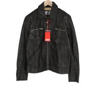 Giacca Uomo DIESEL L-Cale Nera In Pelle Di Vacca Polo Collo RRP€650