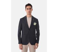 Giacca Uomo Elegante Gessata Slim Fit Blazer Leggero Con Pochette Estiva
