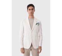 Giacca Uomo Elegante Gessata Slim Fit Blazer Leggero Con Pochette Estiva
