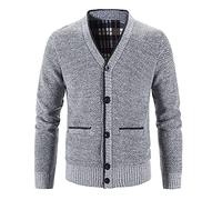Giacca Uomo Elegante, Uomo Casual Solido Button Down Manica Lunga Tasca Cardigan Caldo Sciolto Inverno Giacca Cappotto per Lavoro A Casa (Grey, M)