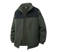 Giacca Uomo, Giacca da Uomo Foderata in Pile, Spessa, per Abbigliamento Casual Autunnale e Invernale, con Collo Alto, in Pile per Ragazzi (Army Green, XL)