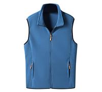 Giacca Uomo Invernale, Chaqueta de Abrigo de Lana de Invierno para Hombre, Chaqueta cálida con Cremallera, Chaqueta de terciopelo de con Cuello levantado y Bolsillos, Abrigo sin Mangas (Blue, XL)