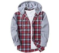 Giacca Uomo Invernale, Giacca Casual con Cappuccio a Maniche Lunghe con Cuciture Scozzesi da Uomo Primaverili e Autunnali (Red, L)