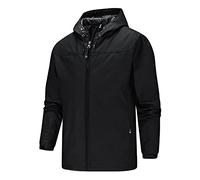 Giacca Uomo Invernale, Giacca da Uomo Leggera e Leggera con Tasca con Cerniera a Manica Lunga con Cappuccio Giacca da Esterno Giacca a Vento Impermeabile da Escursionismo Casual (Black, XXXXXL)