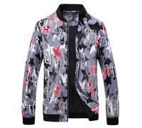 Giacca Uomo Leggero Primavera Estate Zippata Giacca Esterna Bomber Tinta unita Giacca A Collo Alto Giacca Uomo Antivento Aviatore Sottile Classico Casual Casual, Rosso 4, L