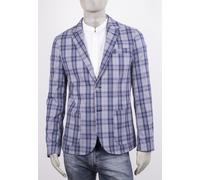 GIACCA UOMO MARKUP IN MISTO COTONE SLIM 2 BOTTONI CON SPACCHI BLU A QUADRI