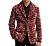 Giacca Uomo Mezza Stagione Blazer Elegante Abito Casual Smoking Natalizio | Jacket Maniche Lunghe con Risvolto Collo Buttons Tasche Velluto a Coste Doppio Cardigan Caldo Slim Tenue Giubbino Suits Men