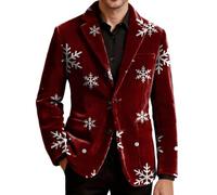 Giacca Uomo Mezza Stagione Blazer Elegante Abito Casual Smoking Natalizio | Jacket Maniche Lunghe con Risvolto Collo Buttons Tasche Velluto a Coste Doppio Cardigan Caldo Slim Tenue Giubbino Suits Men