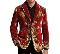Giacca Uomo Mezza Stagione Blazer Elegante Abito Casual Smoking Natalizio | Jacket Maniche Lunghe con Risvolto Collo Buttons Tasche Velluto a Coste Doppio Cardigan Caldo Slim Tenue Giubbino Suits Men
