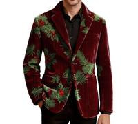 Giacca Uomo Mezza Stagione Blazer Elegante Abito Casual Smoking Natalizio | Jacket Maniche Lunghe con Risvolto Collo Buttons Tasche Velluto a Coste Doppio Cardigan Caldo Slim Tenue Giubbino Suits Men