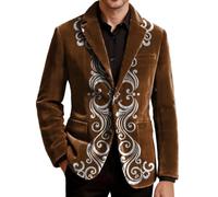 Giacca Uomo Mezza Stagione Blazer Elegante Abito Casual Smoking Natalizio | Jacket Maniche Lunghe con Risvolto Collo Buttons Tasche Velluto a Coste Doppio Cardigan Caldo Slim Tenue Giubbino Suits Men