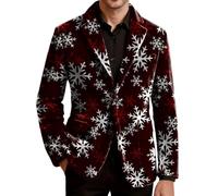 Giacca Uomo Mezza Stagione Blazer Elegante Abito Casual Smoking Natalizio | Jacket Maniche Lunghe con Risvolto Collo Buttons Tasche Velluto a Coste Doppio Cardigan Caldo Slim Tenue Giubbino Suits Men