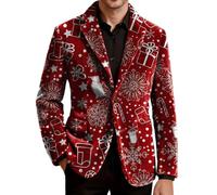 Giacca Uomo Mezza Stagione Blazer Elegante Abito Casual Smoking Natalizio | Jacket Maniche Lunghe con Risvolto Collo Buttons Tasche Velluto a Coste Doppio Cardigan Caldo Slim Tenue Giubbino Suits Men