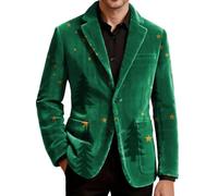 Giacca Uomo Mezza Stagione Blazer Elegante Abito Casual Smoking Natalizio | Jacket Maniche Lunghe con Risvolto Collo Buttons Tasche Velluto a Coste Doppio Cardigan Caldo Slim Tenue Giubbino Suits Men